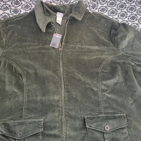 New Fashion Bug Green Corduroy Motorcycle Jacket Sz 30/32 - Picture 9 of 16